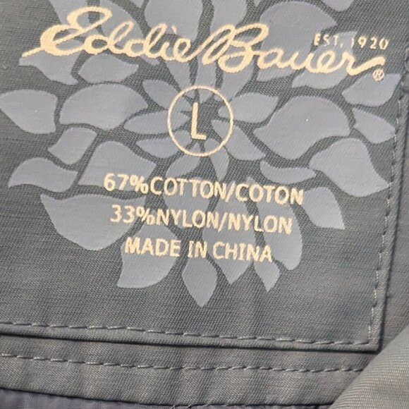 Eddie Bauer Trench Rain Coat Weatheredge Long Knee Length Blue Size Large - Picture 7 of 8